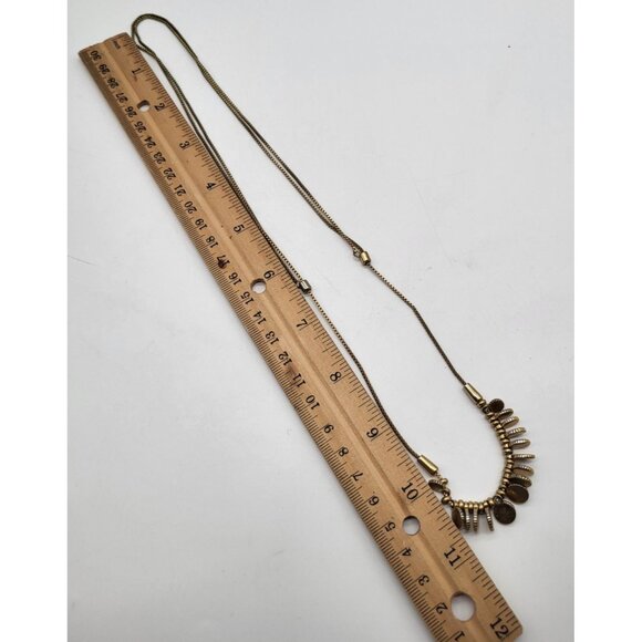 Madewell Mini Coinmix Necklace Brass Minimalist Slider Adjustable Boho - Picture 8 of 11